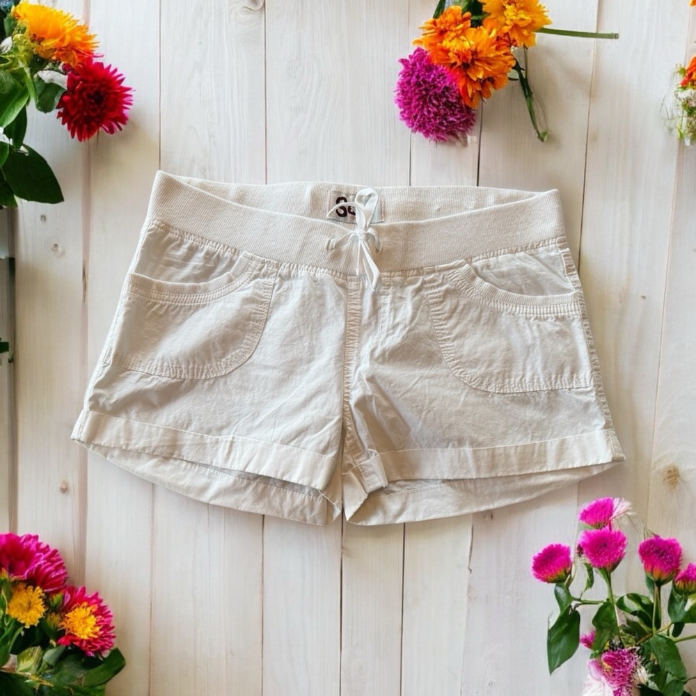 SO White Cotton Drawstring Shorts
